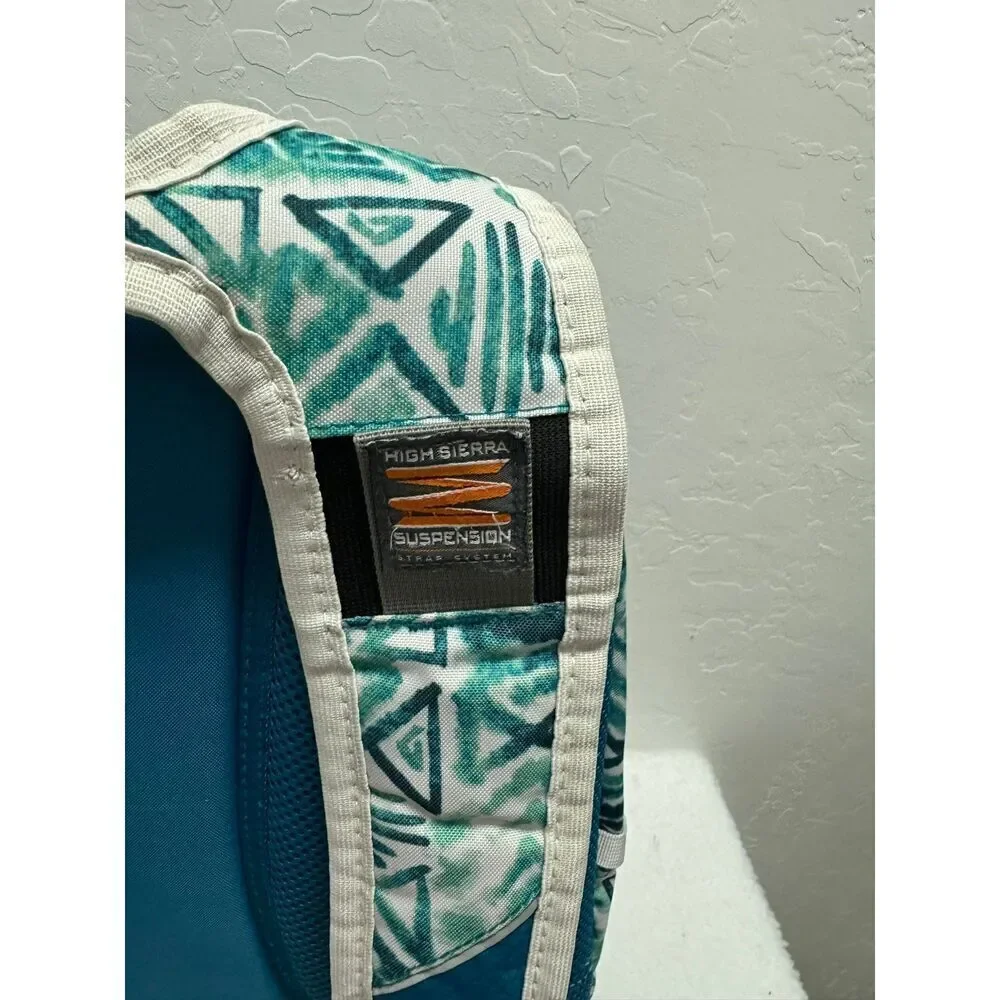 High Sierra Teal‎ White Patterned Backpack Multiple Compartment SuspensionSystem